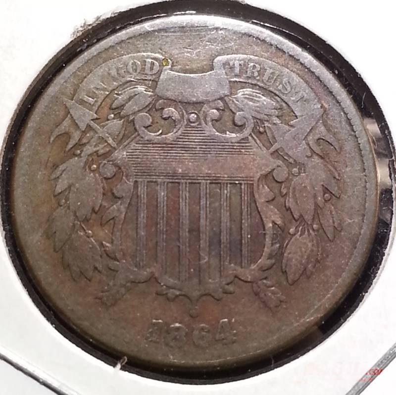 1864 Two Cent Piece Large Motto