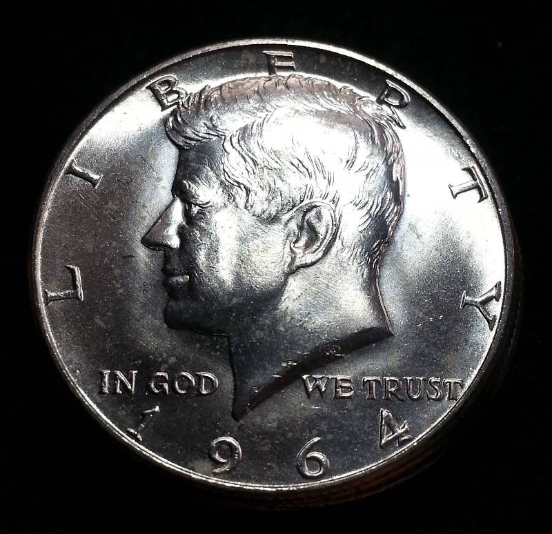 Roll of BU 1964 Silver Kennedy Half Dollars