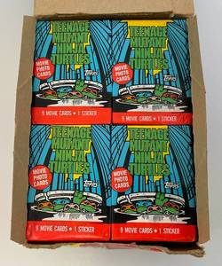 EST. $200.00 - $325.00 1990 Topps TMNT Trading Cards (36) Wax Packs In Original Box