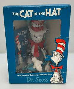lot 29 image: Vintage Dr. Seuss Cat In The Hat Plush Doll Collectible With Book (New Old Stock)