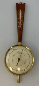 lot 44 image: 1950s Airguide Modernist Weather Station Mid Century Wall BarometerThermometer