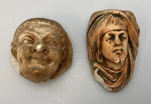 lot 55 image: Primitive Antique German Face Wall Hanging Match Holder Scones (Chips Present)