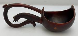 lot 63 image: Antique Chinese Hand Carved Wooden Style Drinking Ladle With Dragon Head Handle 9