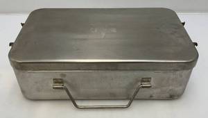 lot 82 image: Vintage Military Coleman Cook Stove Aluminum Box With US Medical Emblem (Very Cool) 4 12 x 9 x 15