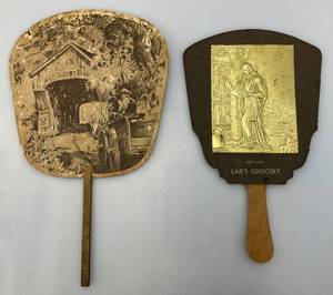 lot 83 image: Two Antique Hand Fans With Advertisement