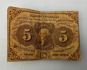 lot 90 image: 1962 1St Issue Fractional Currency 5 Cents Very Nice Condition