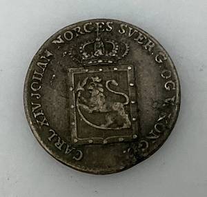 VERY RARE SILVER 1823 Norway 24 Skilling Carl XIV Johan