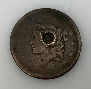 lot 109 image: 1830s Coronet head Large Cent With Bullet Mark