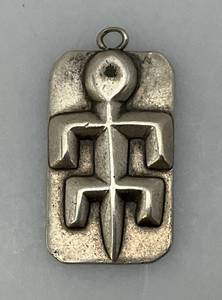 lot 126 image: Unique Southwestern Style Streling  Pendant With Stylized Anthropomorphic Stick Figure Design 9.84 Grams