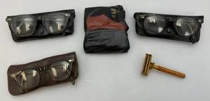 lot 138 image: Vintage 1940s - 50s Glasses, Portable Shoe Shine Kit And More