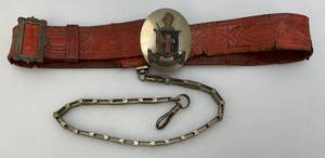 lot 150 image: Vintage MASONIC Knights Templar Sword Clasp, Chain, Buckle And Belt