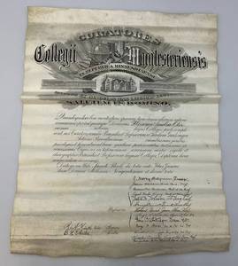 lot 81 image: 1893 Antique College Of Minnesota Diploma