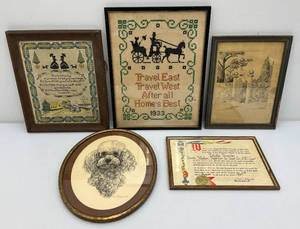 lot 186 image: Antique Needle Point, Framed Items And More