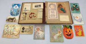 lot 235 image: Vintage Scrapbook With Misc. Vintage Baby Items