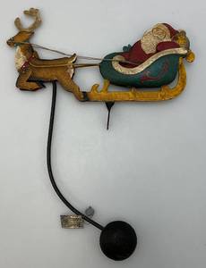 lot 239 image: Vintage Metal Santa Sleigh Sky Hook Teeter Totter 12 x 18 With Metal Tag