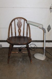 lot 97 image: Windsor Chair & Ott Lite Lamp