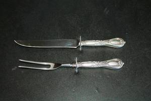 lot 19 image: Sheffield Sterling Silver Carving Knife And Fork Set