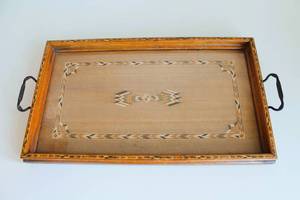 lot 36 image: Marquetry Wood Serving Tray