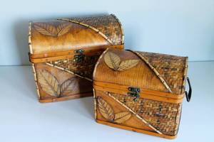 lot 49 image: Tropical Bamboo Storage Chests
