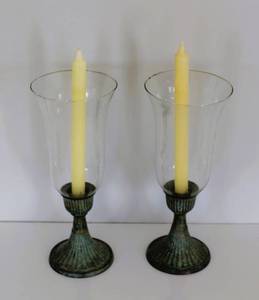 lot 61 image: Glass Hurricane Candle Holders