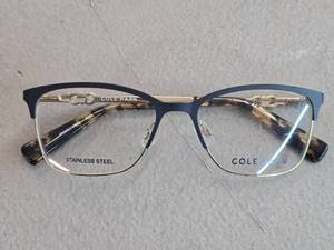 Cole Haan CH5009 Womens Eyeglasses - Stainless Steel Cat Eye Frame - Navy (414) 51-16-135