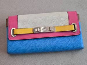 Coach Swagger Wristlet in Rainbow Color  Black Leather