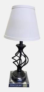 lot 62 image: Hampton Bay Twisted Black Iron Table Lamp.