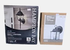 lot 75 image: Black Finish Wall Lantern Lights by Hampton Bay