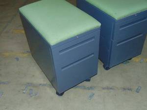 lot 23 image: Two heavy-duty rolling storage cabinets with bench seat And full extension slides