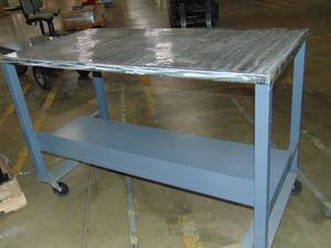 lot 45 image: Heavy Duty Metal Rolling Cart with Feet 61x30x40 Missing 1 wheel