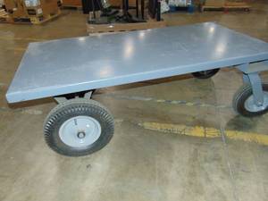 lot 46 image: Heavy Duty Metal Rolling Cart with Feet 60x30x20 with Pneumatic Tires