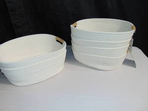 lot 1 image: 6 Pack Members Mark Rope Basket White 15x12x6