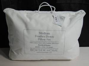 lot 14 image: BOKSER HOME 2 Pack Medium White Duck Feather & Down Bed Pillow - StandardQueen 810098938570