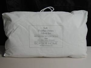 lot 32 image: 2 Pack Soft White Duck Feather & Down Bed Pillow - King  BOKSER HOME