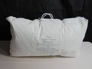 lot 46 image: 2 Pack Firm White Duck Feather & Down Bed Pillow - King  BOKSER HOME