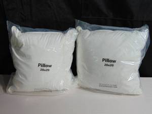lot 57 image: 2 Pack 20 x 20 Square Down Alternative White Pillow Insert  BOKSER HOME