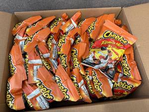 lot 213 image: Box Of Flamin Hot Cheetos Crunchy