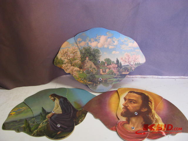 lot 46 image: advertising fan decorative religious