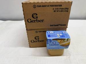 lot 18 image: SSS. 2x 8-8oz 2pks Gerber Baby Food-Pear, Zucchini & Corn