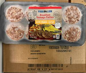 lot 366 image: DD. 4x 12oz Food Lion Breakfast Patties-With Maple Syrup