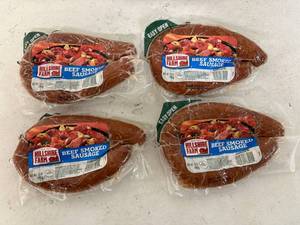 lot 263 image: E. 4x 12oz Hillshire Farm Beef Smoked Sausage