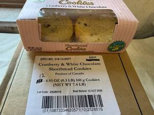 lot 81 image: 12x 4pk Cranberry & White Chocolate Shortbread Cookies