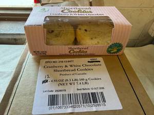 lot 83 image: 12x 4pk Cranberry & White Chocolate Shortbread Cookies