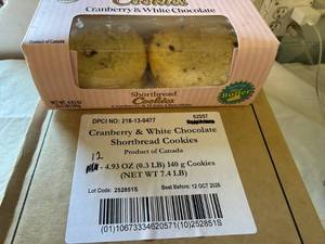 lot 89 image: 12x 4pk Cranberry & White Chocolate Shortbread Cookies