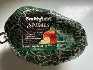 lot 370 image: DD. 12.60lbs Smithfield Applewood Smoked Spiral Sliced-Sweet Apple Spice Glaze