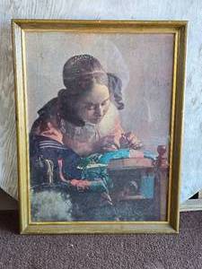 lot 36 image: Reproduction Print of The Lacemaker by Johannes Vermeer
