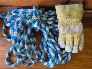 lot 40 image: 59 Feet of Rope, and a Pair of Large Gloves