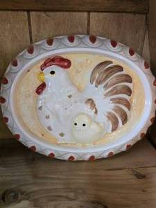 lot 52 image: Chicken Wall Hanger without Wire to Hang. 3 Candlestick Holder with Metal Top