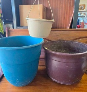 lot 74 image: 2 Giant Planters and One Hanging Pot