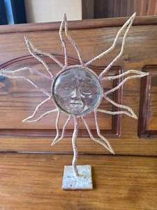 lot 88 image: Sun and Glass Face Votive Candle Holder